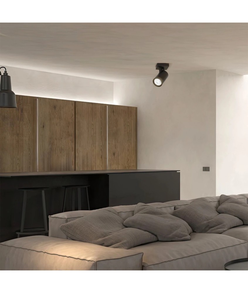 kelvo® SPOTA KLV-101-0134 Κινούμενο Φωτιστικό Σποτ Οροφής για Λάμπα MR16 με Ντουί GU10 AC 220-240V IP20 - Μαύρο Ματ - Μ7 x Π6 x Υ14cm